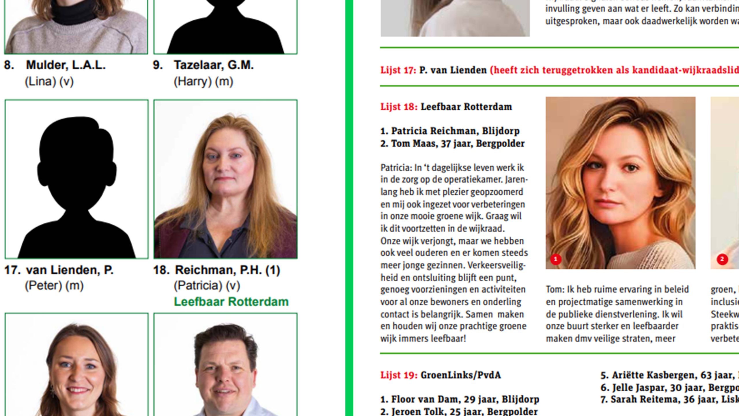 Bron: Kandidatenlijst Blijdorp Bergpolder Liskwartier (Gemeente Rotterdam) & de BBL Wijkkrant (pagina 8)